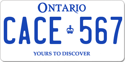 ON license plate CACE567