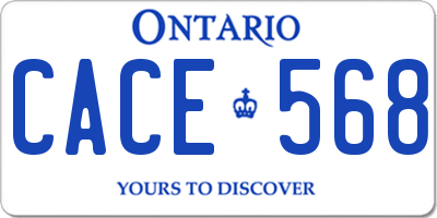 ON license plate CACE568