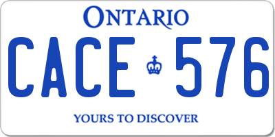 ON license plate CACE576