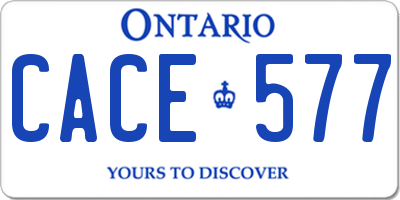 ON license plate CACE577