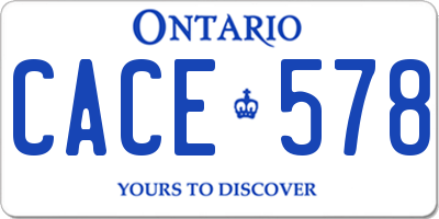 ON license plate CACE578