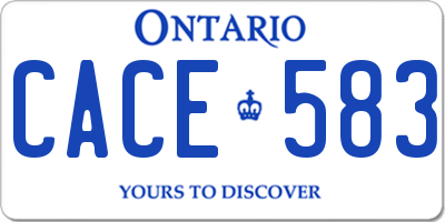 ON license plate CACE583