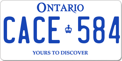 ON license plate CACE584