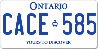 ON license plate CACE585