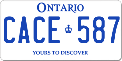 ON license plate CACE587