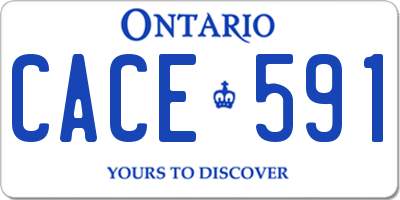 ON license plate CACE591