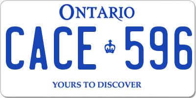 ON license plate CACE596