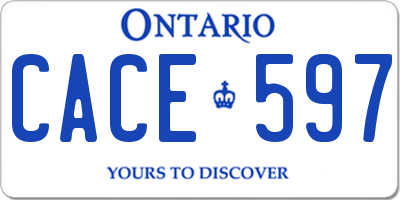 ON license plate CACE597