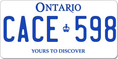 ON license plate CACE598