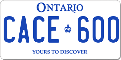 ON license plate CACE600