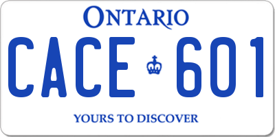 ON license plate CACE601