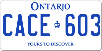 ON license plate CACE603