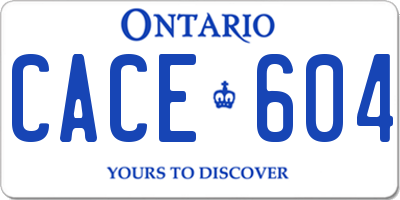 ON license plate CACE604