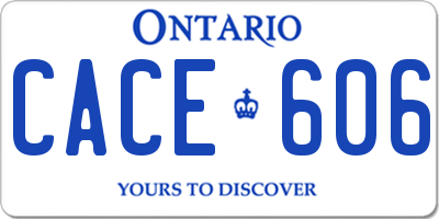 ON license plate CACE606