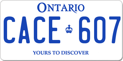 ON license plate CACE607