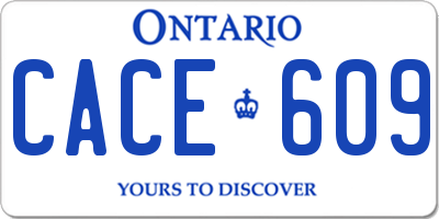 ON license plate CACE609