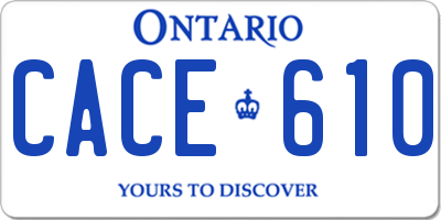 ON license plate CACE610