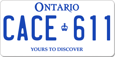 ON license plate CACE611