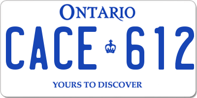 ON license plate CACE612