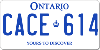 ON license plate CACE614