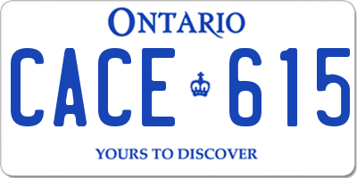 ON license plate CACE615