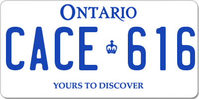 ON license plate CACE616