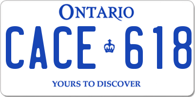 ON license plate CACE618