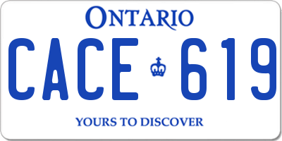 ON license plate CACE619