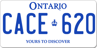 ON license plate CACE620