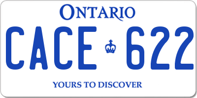 ON license plate CACE622