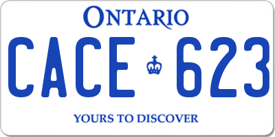 ON license plate CACE623