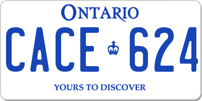 ON license plate CACE624