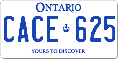 ON license plate CACE625