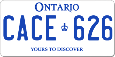 ON license plate CACE626