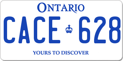 ON license plate CACE628