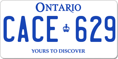 ON license plate CACE629