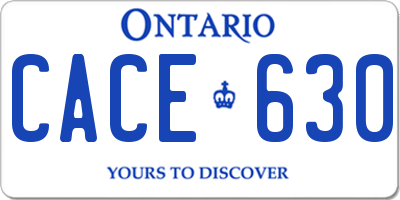 ON license plate CACE630