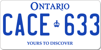 ON license plate CACE633