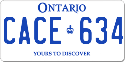 ON license plate CACE634