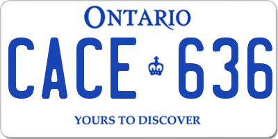 ON license plate CACE636