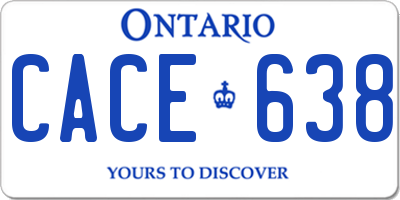 ON license plate CACE638