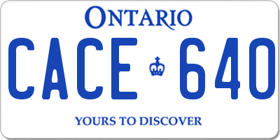 ON license plate CACE640