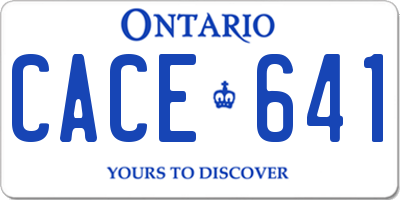 ON license plate CACE641