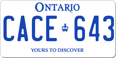 ON license plate CACE643