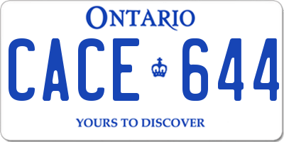 ON license plate CACE644