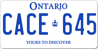 ON license plate CACE645