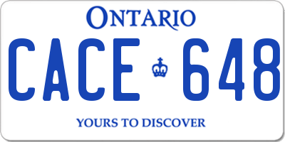 ON license plate CACE648