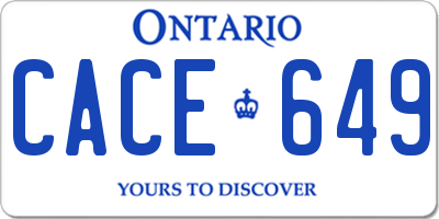 ON license plate CACE649