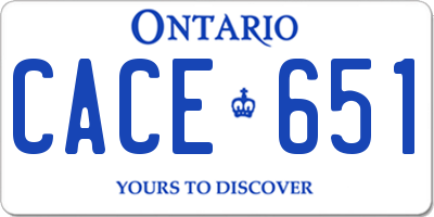 ON license plate CACE651