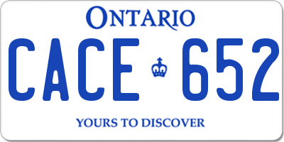 ON license plate CACE652